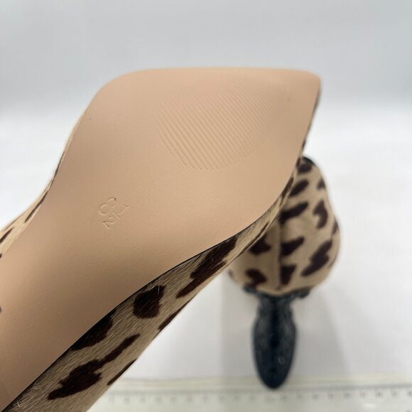 YDN Leopard Studded Buckle Pump Rhinestone Slip On Crystal Chunky High Heel Shoe - Picture 6 of 8